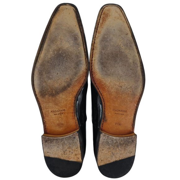 Magnanni Saks Fifth Ave Black Patent Leather Dress Shoes Men 11.5 Formal Oxfords - Picture 3 of 15